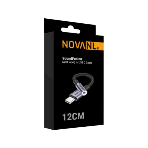 NOVANL SoundFusion AUX to USB-C / Lightning Cable (12 cm) – Compact & High-Quality Audio Connectivity
