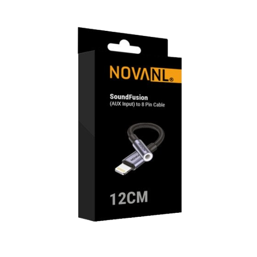 NOVANL SoundFusion AUX to USB-C / Lightning Cable (12 cm) – Compact & High-Quality Audio Connectivity